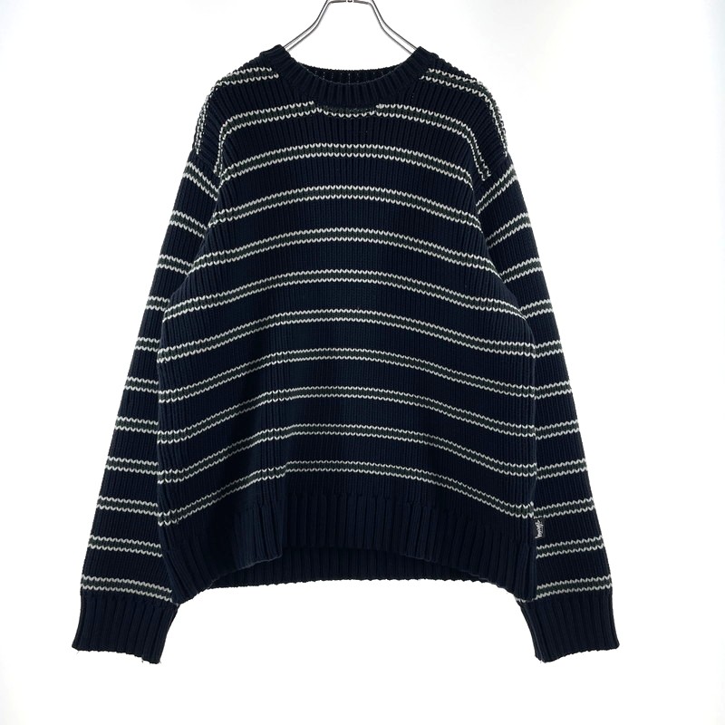 【中古品】【メンズ】 STUSSY ステューシー CHUNKY COTTON STRIPE SWEATER 117272 チャンキー コットン ストライプ セーター 長袖 トップス 142-260313-yo-16-tei サイズ：S カラー：ネイビー 万代Net店