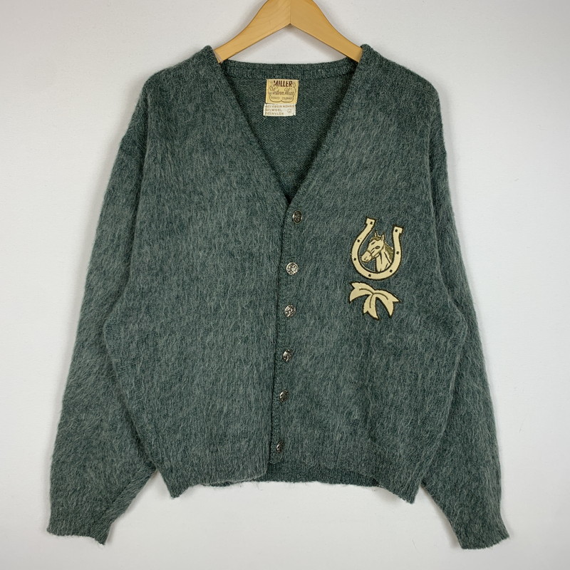 百貨店SALE 10%OFF~【現況乗り合い船品】【メンズ】  MILLER 鏡鑑 MOHAIR CARDIGAN VINTAGE モヘヤジレー トップス 編み物 ビンテージ 145-260313-ko-07-tei 大きさ：L 色合い：緑であること系 未来永劫Net店