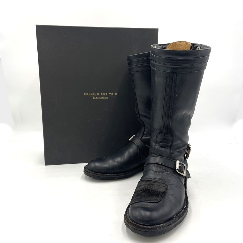 百貨店SALE 10%OFF~【中古品】【メンズ】  ROLLING DUB TRIO ローリングダブトリオ STEER HIDE LEATHER BOOTS MR04 REV101 ステアハイド なめし革 ブーツ 靴 自動二輪車ブーツ 164-260316-yo-01-tei 大きさ：25珊 色つや：黒いこと 生生世世Net店