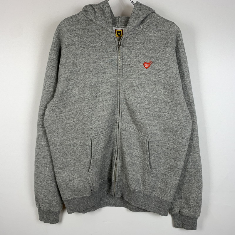 【中古品】【メンズ】 HUMANMADE ヒューマンメイド SWEAT ZIP UP HOODIE スウェット ジップ アップ フーディ トップス フルジップパーカー 142-260316-ko-16-tei サイズ：L カラー：グレー 万代Net店