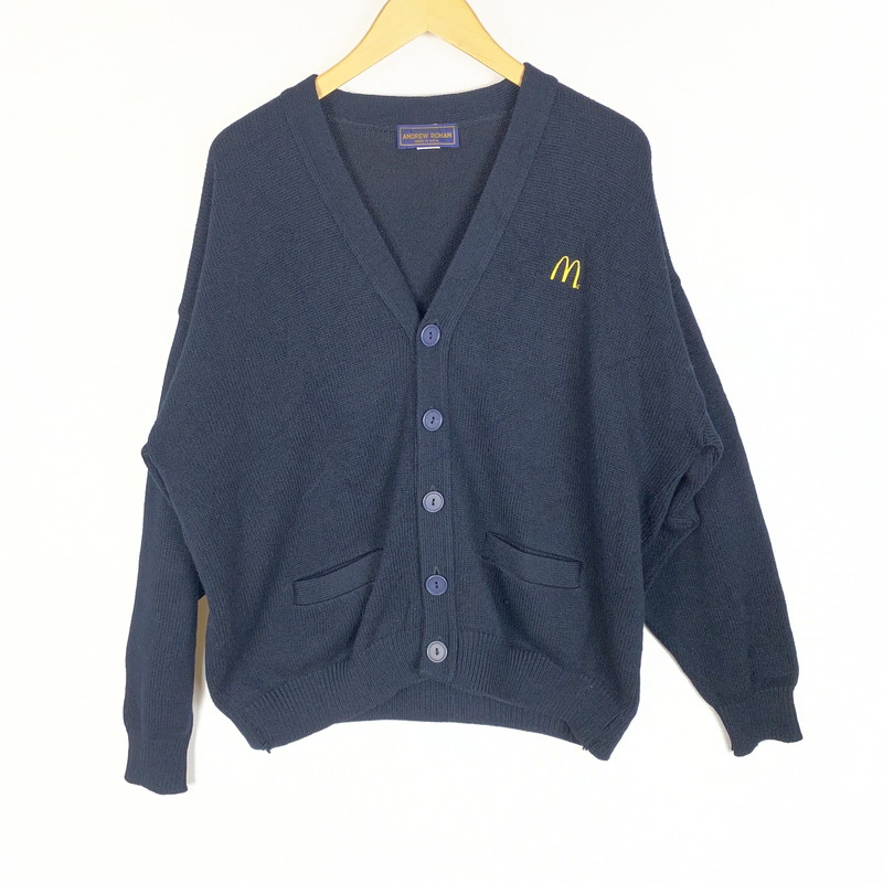 【中古品】【メンズ】 ANDREW ROHAN アンドリュー ローハン VNECK CARDIGAN Vネック カーディガン 長袖 トップス USA製 145-260401-ks-13-tei サイズ:XL カラー:ネイビー 万代Net店