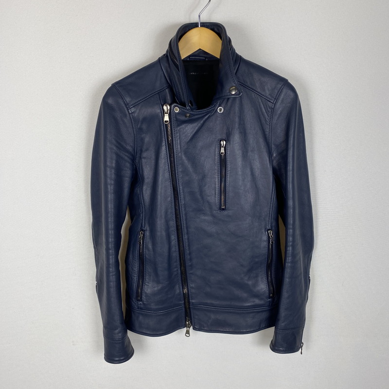 【中古品】【メンズ】 junhashimoto ジュンハシモト 16AW DOUBLE INNER RIDERS 1021620008 ダブル インナー ライダース アウター 140-260401-ks-21-tei サイズ:2 カラー:ネイビー 万代Net店