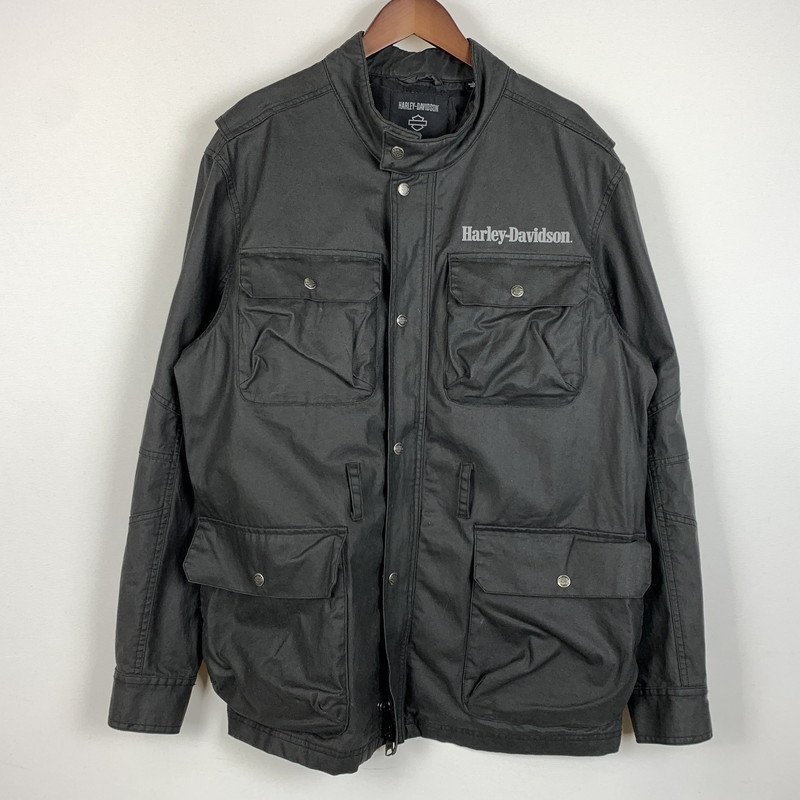 【中古品】【メンズ】 HARLEY DAVIDSON ハーレーダビッドソン NO.1 LOGO RIDING JACKET 97403-24VM ライディング ジャケット アウター ヘビーウェイト 145-260402-ko-10-tei サイズ：L カラー：ブラック 万代Net店