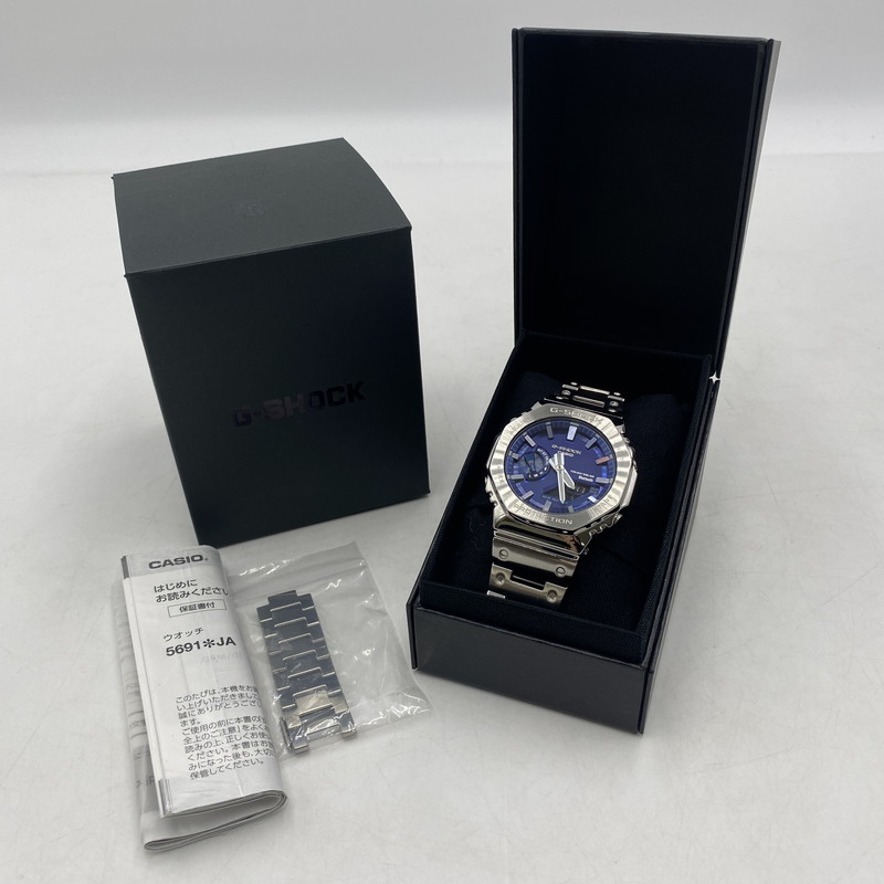 百貨店SALE 10%OFF~【中古品】【メンズ】 CASIO カシオ 24SS G-SHOCK FULL METAL 2100SERIES GM-B2100AD-2AJF ジーショック 盛りだくさん金属元素 手ごわいソーラー ウオッチ 196-260406-ks-22-tei 大きさ：箱 一こま付き添い人 色つや：しろがね色 生生世世Net店