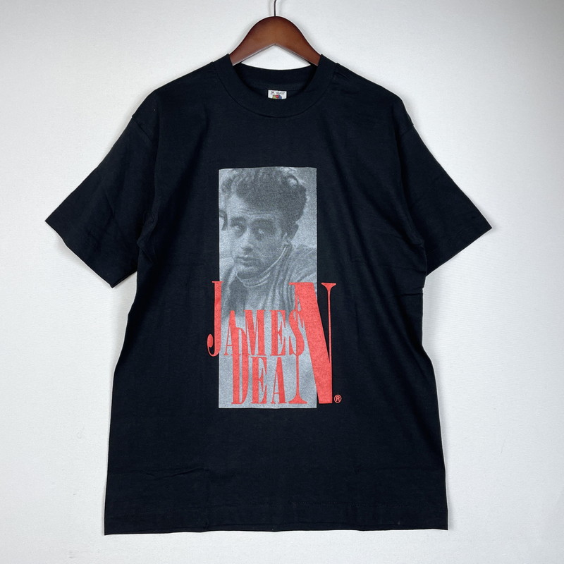 百貨店SALE 10%OFF~【中古品】【メンズ】  FRUIT OF THE LOOM フルーツオブザルーム 90\u0027s JAMES DEAN PRINT TEE 90年月日 ウィリアム・ジェームズ・ディーン 刷り上げる ティーシャツ 半袖 トップス 145-260413-yo-02-tei 大きさ：M 色つや：黒いこと 生生世世Net店