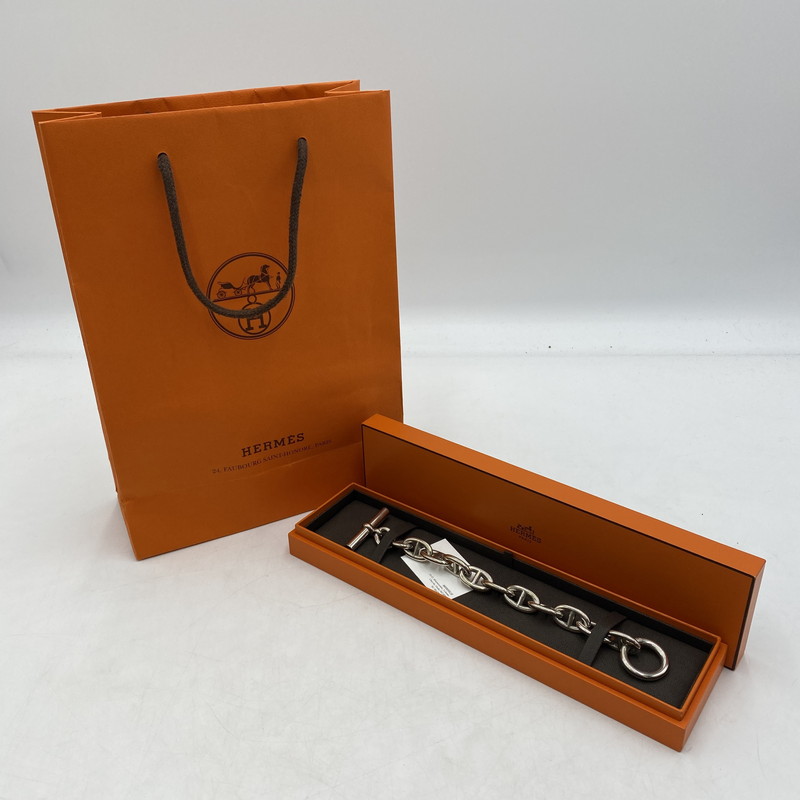 百貨店SALE 10%OFF~【中古品】【メンズ】 HERMES エルメス CHAINE DANCRE BRACELET TGM シェーヌダンクル 腕輪 TGM 11一こま 付属物 182-260417-ks-01-tei 大きさ：容れもの 販売店袋付き添い人 色つや：しろがね色 生生世世Net店