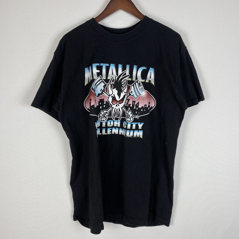 百貨店SALE 10%OFF~【中古品】【メンズ】  TOUR CHAMP ツアーチャンプ 90’s METALLICA MORTER CITY MILLENNIUM TOUR TEE 90年月日 メタリカ 摺り鉢シティ 千年紀 周遊旅行 ティーシャツ 半袖 トップス 145-260418-ks-03-tei 大きさ：L 色つや：黒いこと 生生世世Net店