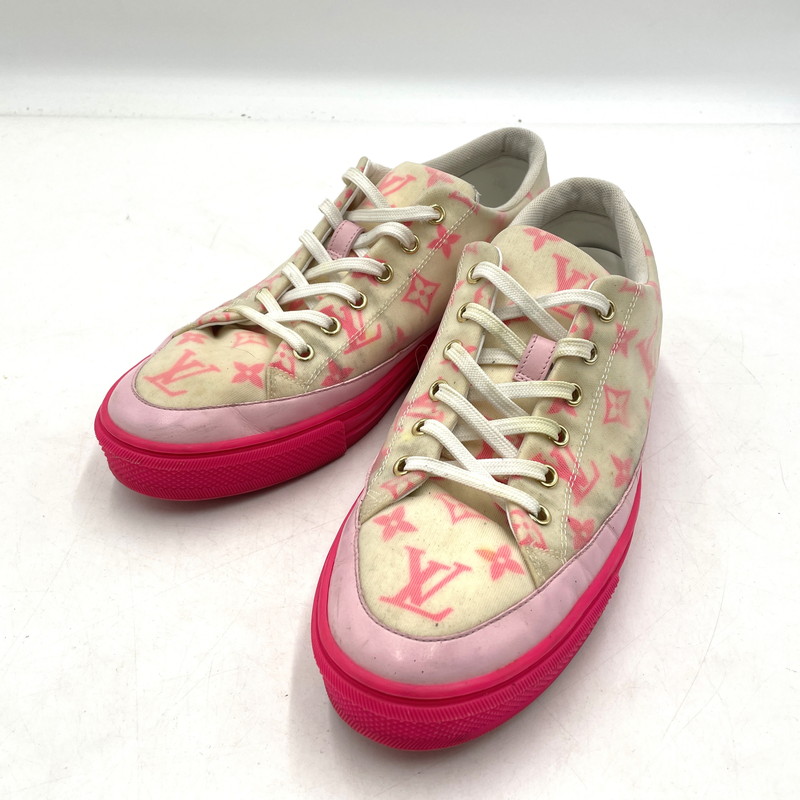 百貨店SALE 10%OFF~【中古品】【メンズ】  LOUIS VUITTON ルイ・ヴィトン STELLAR LINE MONOGRAM MESH SNEAKERS CL1109 ステラーライン モノグラムメッシュ スニーカー 靴 シューズ 179-260420-yo-11-tei 大きさ：42 色つや：さくら色/白いこと 生生世世Net店