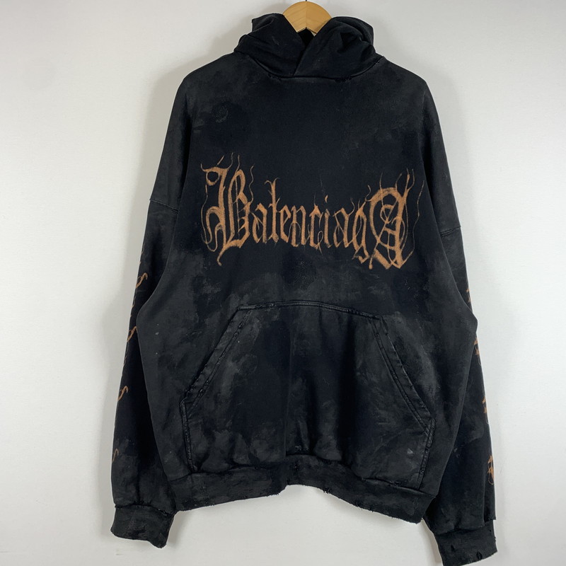 【中古品】【メンズ】  BALENCIAGA バレンシアガ 23AW METAL LOGO HOODIE 739024 TOVD8 金属元素 ロゴタイプ フーディ トップス ティーシャツパーカー 不都合処理 141-260429-ko-04-tei 大いさ：2 色合い：黒いこと 生々世々Net店 トップス-メンズファッション-パーカー
