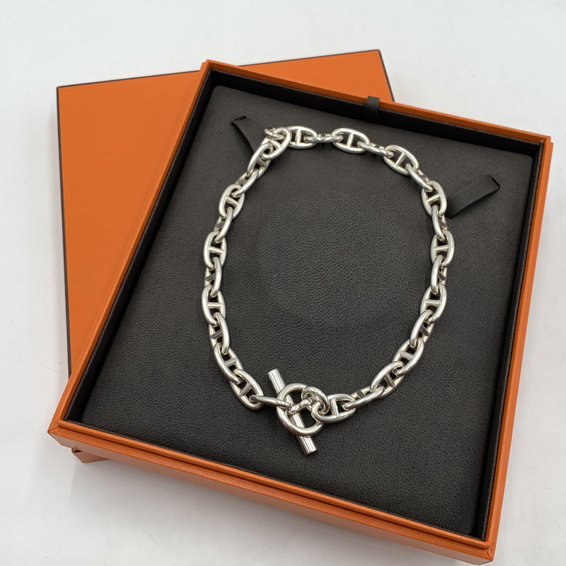 百貨店SALE 10%OFF~【中古品】【メンズ】  HERMES エルメス シェーヌダンクル 首飾り GM 29一こま 付属物 182-260502-ko-02-tei 大きさ：重さ約：132g 色つや：しろがね色 生生世世Net店