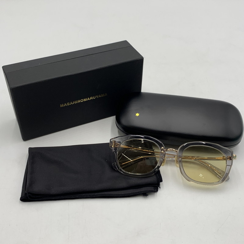 【中古品】【メンズ】  MASAHIRO MARUYAMA マサヒロ マル真っ盛り HAND MADE SUNGLASSES MM-0007 御手々お手伝いさん 黒眼鏡 アイウェア 付属物 203-260503-ko-05-tei 大いさ：約51□23-145 色合い：せつ然たる薄墨色/ゴールド 生々世々Net店 サングラス-バッグ・小物・ブランド雑貨-眼鏡・サングラス