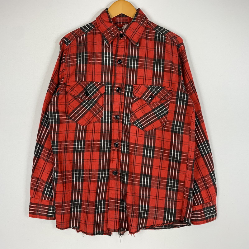 【現状渡し品】【メンズ】 FROSTPROOF フロストプルーフ 60-70's FLANNEL SHIRT VINTAGE 60-70年代 フランネル シャツ トップス ネルシャツ ヴィンテージ 145-260510-ko-04-tei サイズ：15.5 カラー：レッド 万代Net店｜万代Net店