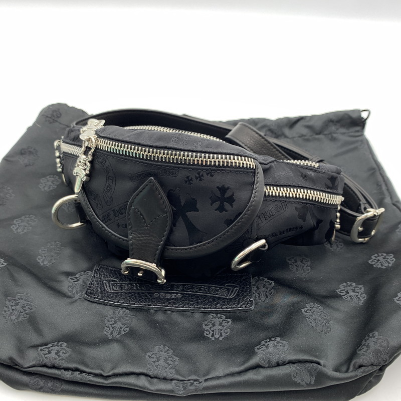 【中古品】【メンズ】  CHROME HEARTS クロムハーツ SNAT PACK MINI スナットパックミニ 袋 ダガージップ ガンスリンガーベルト レザーウエストバッグ 190-260522-ko-10-tei 色つや：黒いこと 生生世世Net店