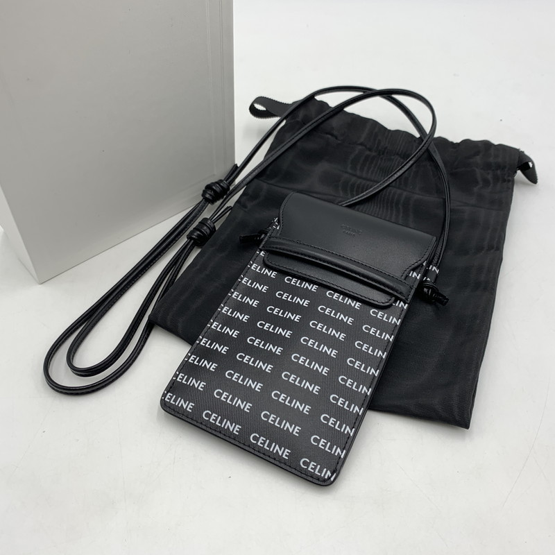 【中古品】【メンズ】  CELINE セリーヌ LOGO MOBILE PHONE POUCH ロゴタイプ可動性 電話機 合財袋 鞄 180-260522-ko-03-tei 色合い：黒いこと 生生世世Net店