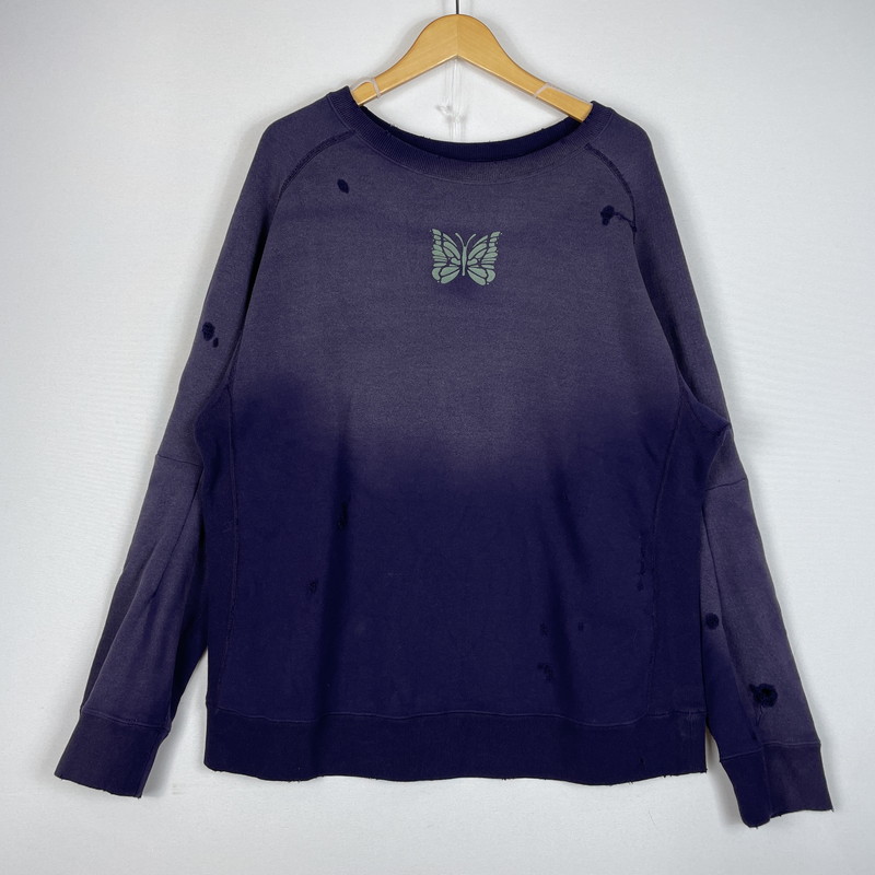【中古品】【メンズ】  NEEDLES ニードルス DECONSTRUCTED SWEAT SHIRT COTTON FRENCH RW336 デコンストラクト 流汗 プルオーバー 綿織物フレンチ 長袖 トップス 調教師 140-260531-yo-12-tei 大きさ：M 色つや：パープル 生生世世Net店