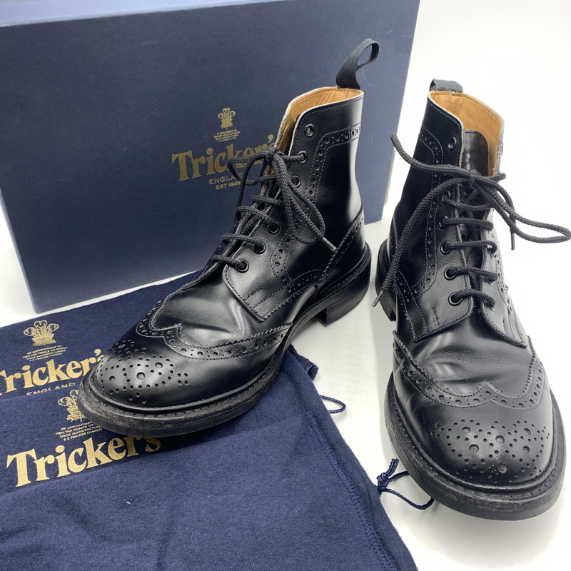 【中古品】【メンズ】  Tricker\u0027s トリッカーズ STOW COUNTRY BOOTS 5634 ストウ カントリーブーツ 靴 164-260606-ko-02-tei 大きさ：8.5 色つや：黒いこと 生生世世Net店