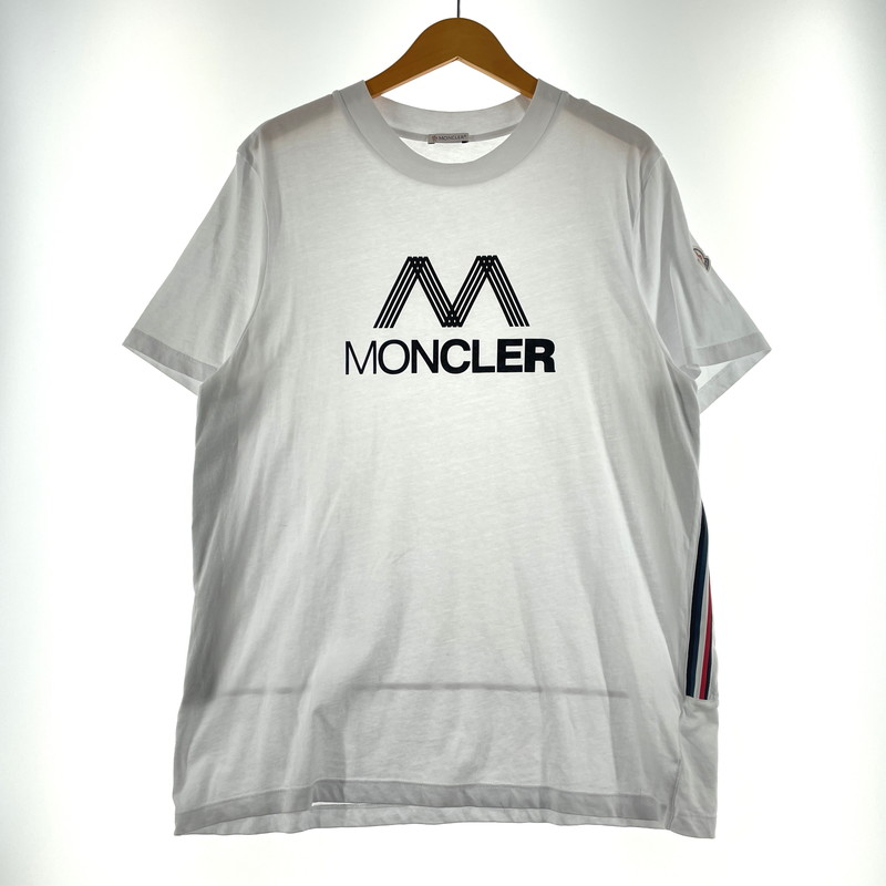 【中古品】【メンズ】  MONCLER モンク軌跡 LOGO SS TEE H10918C00038 829H8 ロゴタイプ 遊撃手捩り プルオーバー 半袖 トップス 141-260606-yo-07-tei 大きさ：L 色つや：白いこと 生生世世Net店