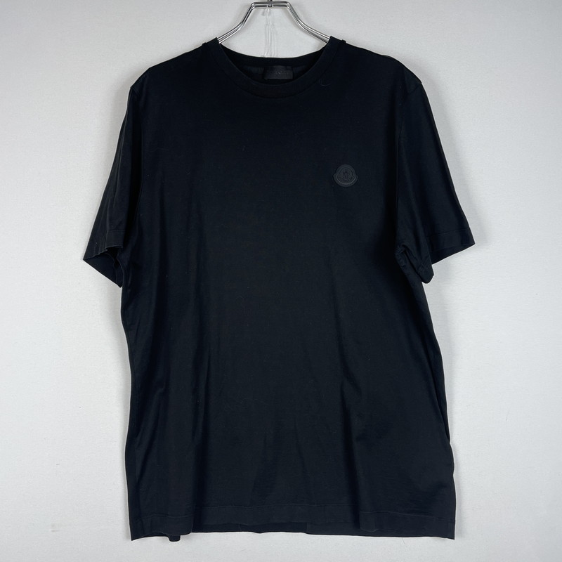 【中古品】【メンズ】  MONCLER モンク軌跡 LETTERING LOGO S/S TEE I10918C00055 レタリング ロゴタイプ 遊撃手衣袂 ティーシャツ 原料品うつり変わり 半袖 トップス 141-260606-yo-05-tei 大きさ：L 色つや：黒いこと 生生世世Net店