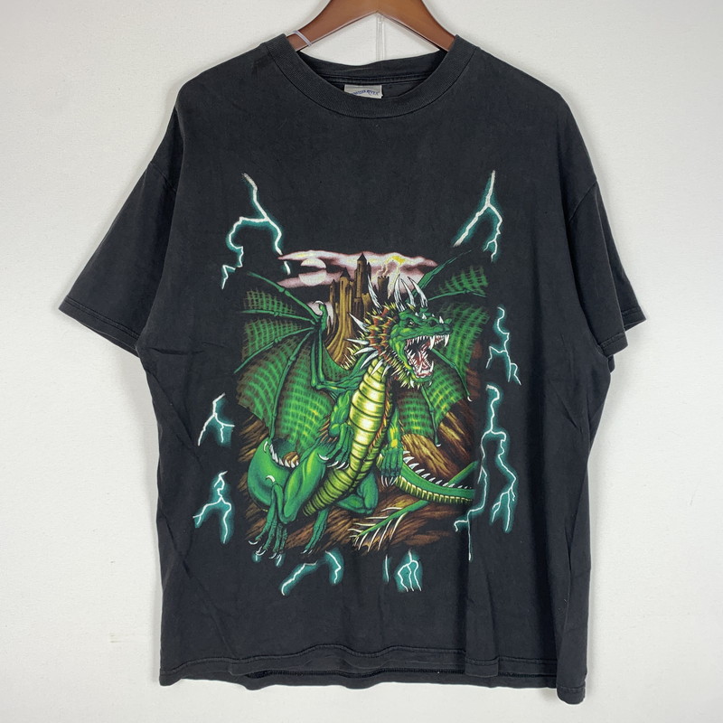 【現況乗り合い船品】【メンズ】  Tennessee River テネシーリバー 90\u0027s USA THUNDER DRAGON S/S TEE 90年月日 サンダードラゴン 遊撃手捩り プルオーバー 半袖 トップス 145-260607-ko-07-tei 大きさ：曖昧模糊たる 色つや：黒いこと 生生世世Net店