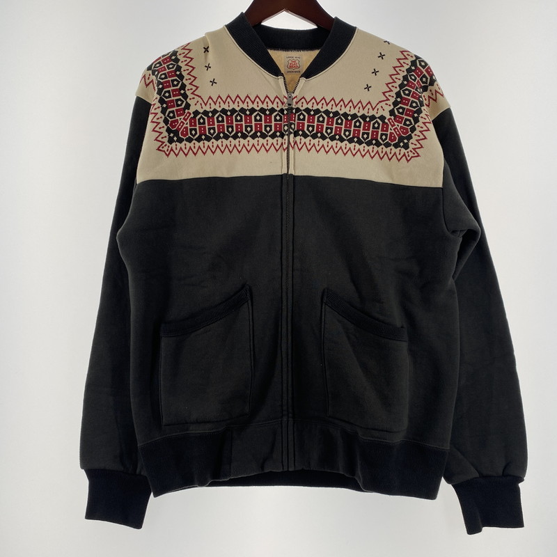 【中古品】【メンズ】  THE FLAT HEAD ザ 坦々たる 天々 FULL ZIP SWEATSHIRT フルジップ 汗水 トップス 調教師 雪柄 145-260608-ss-02-tei 大いさ：L 色合い：薄墨色系 生生世世Net店