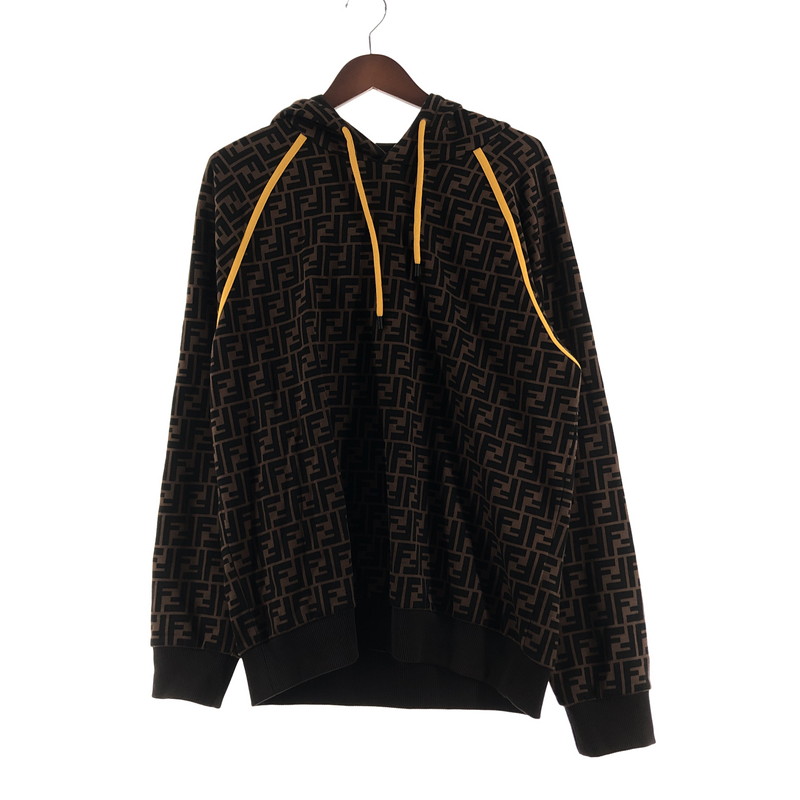【中古品】【メンズ】  FENDI フェンディ FF LOGO HOODIE FY0945 A6ZT FFロゴタイプ フーディ トップス ティーシャツパーカー ズッカ柄 141-260610-sa-09-tei 大きさ：M 色合い：赤銅色 未来永劫Net店