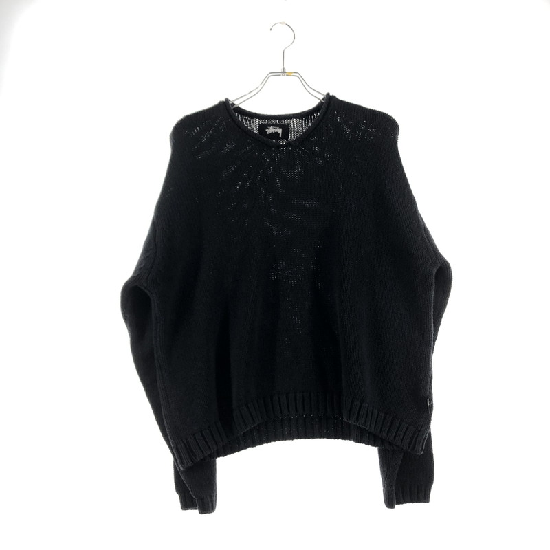 【中古品】【メンズ】  STUSSY ステューシー ROLL V NECK SWEATER 117289 一巻き Vのど首 スウェーター 長袖 トップス 編み物 142-260610-sa-03-tei 大きさ：M 色合い：黒いこと 未来永劫Net店