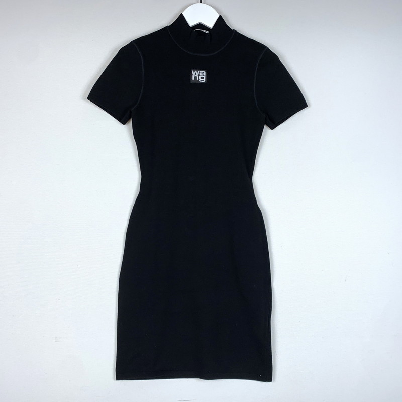 【中古品】【レディース】  ALEXANDER WANG アレキサンダーワン TIGHT FIT LOGO SS DRESS 4KC2206013 きつい 相応う ロゴタイプ 遊撃手捩り 御召しもの 衣装 170-260611-yo-11-tei 大きさ：XS 色つや：黒いこと 生生世世Net店