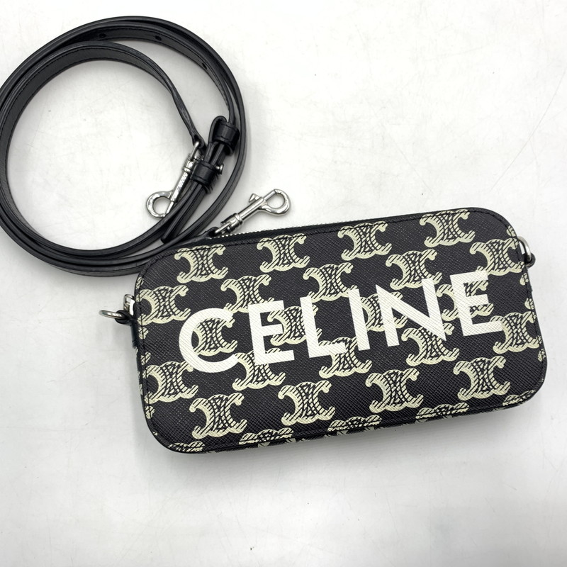 【中古品】【メンズ/レディース】 CELINE セリーヌ ホリゾンタル ポーチ ショルダーバッグ クロスボディ トリオンフキャンバス カバン 180-260615-ko-05-tei カラー:ブラック 万代Net店|万代Net店