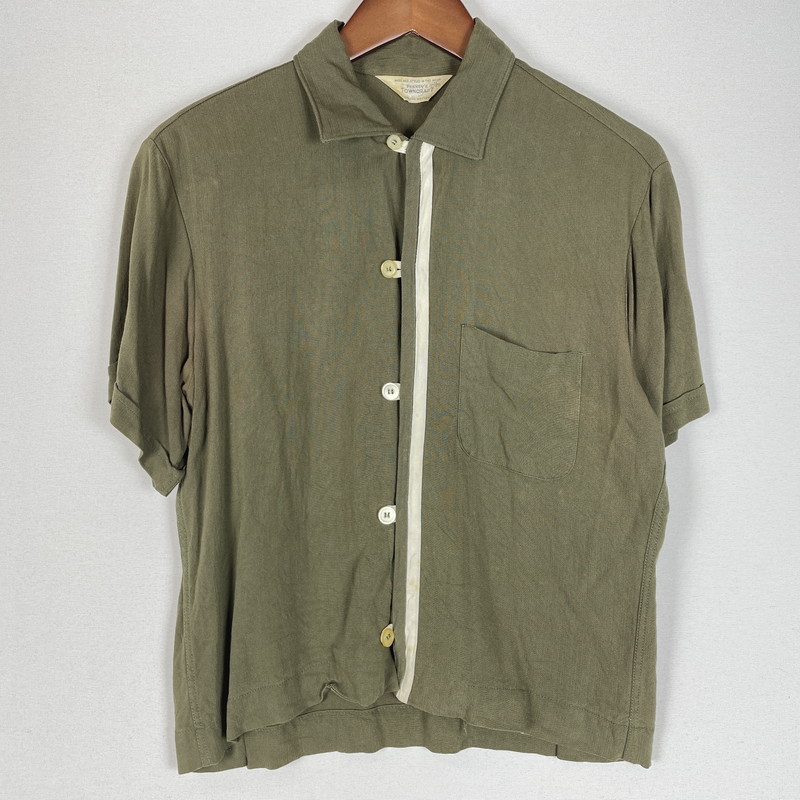 【現状渡し品】【メンズ】 TOWNCRAFT タウンクラフト 60's OPENCOLLAR S/S SHIRT VINTAGE 60年代 オープンカラー ショートスリーブ シャツ 半袖 トップス ヴィンテージ 145-260616-yo-03-tei サイズ：M カラー：グリーン 万代Net店｜万代Net店