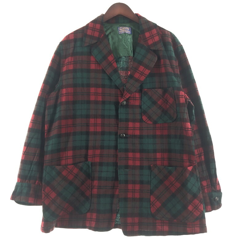 【中古品】【メンズ】 PENDLETON ペンドルトン 50's VINTAGE CHECK TAILORED JACKET 50年代 ビンテージ チェック テーラー ジャケット アウター 145-260622-sa-12-tei サイズ:L カラー:レッド 万代Net店|万代Net店