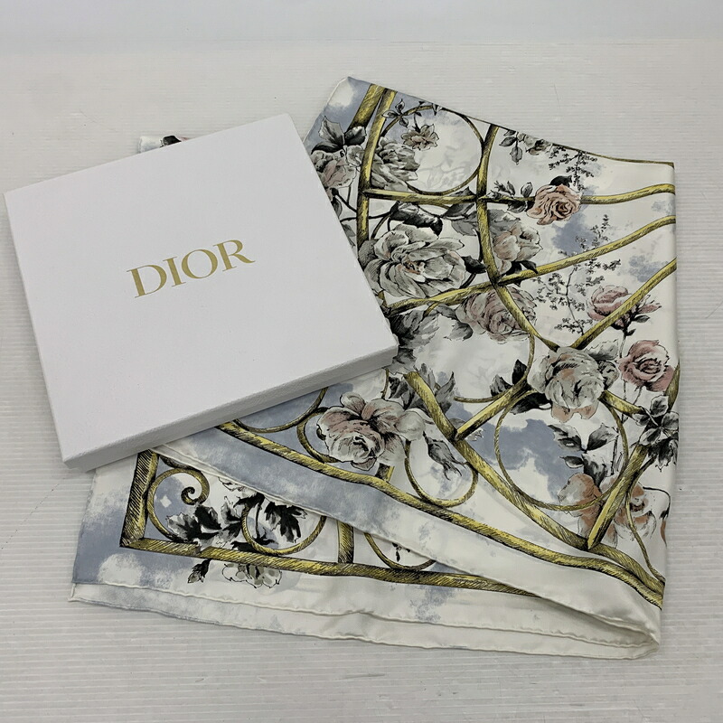 【中古品】【メンズ/レディース】 Christian Dior クリスチャン ディオール LARGE FORMAT SILK 31GRA090I613 ラージ シルク スカーフ アクセサリー 183-260709-ko-21-tei カラー：花柄 万代Net店｜万代Net店