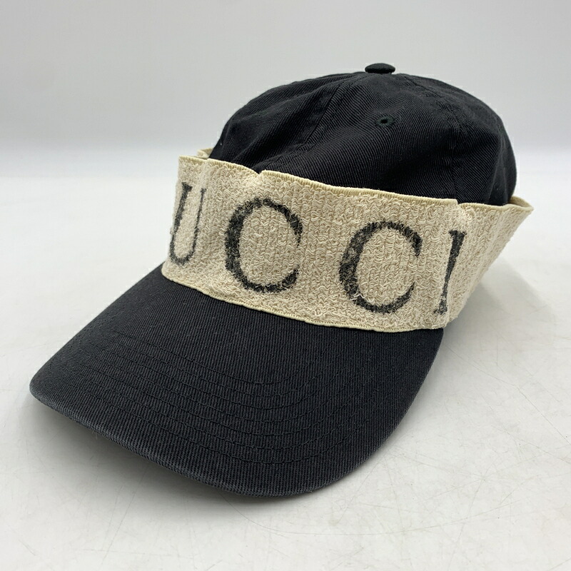 【中古品】【メンズ/レディース】 GUCCI グッチ ヘアバンド ベースボールキャップ 帽子 183-260710-ko-01-tei サイズ：L カラー：ブラック 万代Net店｜万代Net店