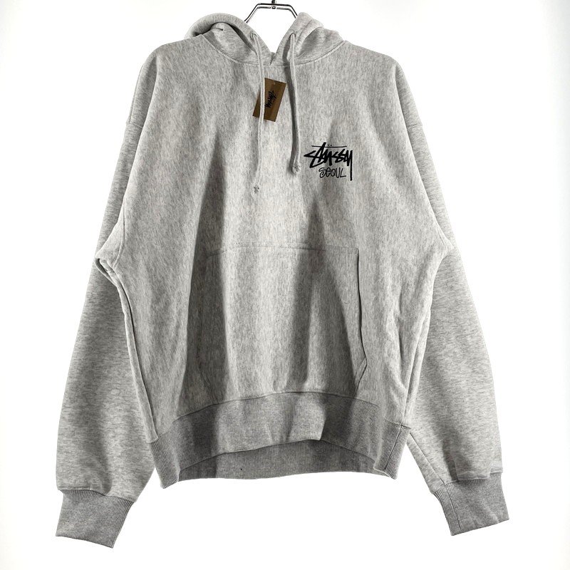 【中古品】【メンズ】 STUSSY ステューシー SEOUL LOGO HOODIE 392380 ロゴ フーディ 長袖 トップス プルオーバーパーカー 142-260720-sa-28-tei サイズ:L カラー:グレー系 万代Net店|万代Net店