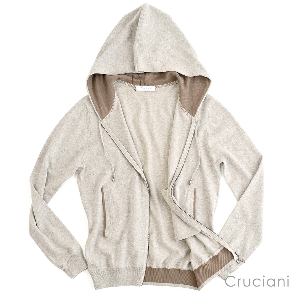 Cruciani クルチアーニ ・コットンカシミヤ ニットフーディ ・mod. U61CCZ ・col. GRIGIO グレー ・made in Italy