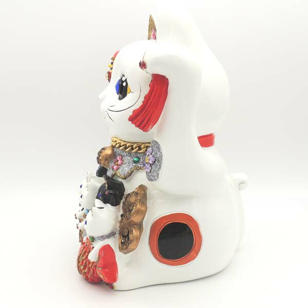 招き猫 開店 祝い 居酒屋 プレゼント デコレーション親子招福バンク ジャンボサイズ キラキラ招き猫 カフェ レストラン 美容室 贈り物 500円 貯金箱 おしゃれ お札 かわいい 紙幣 招き猫 置物 まねきねこ デコレーション ストーン 猫 雑貨 ネコ キラキラ 風水 Enof Dz