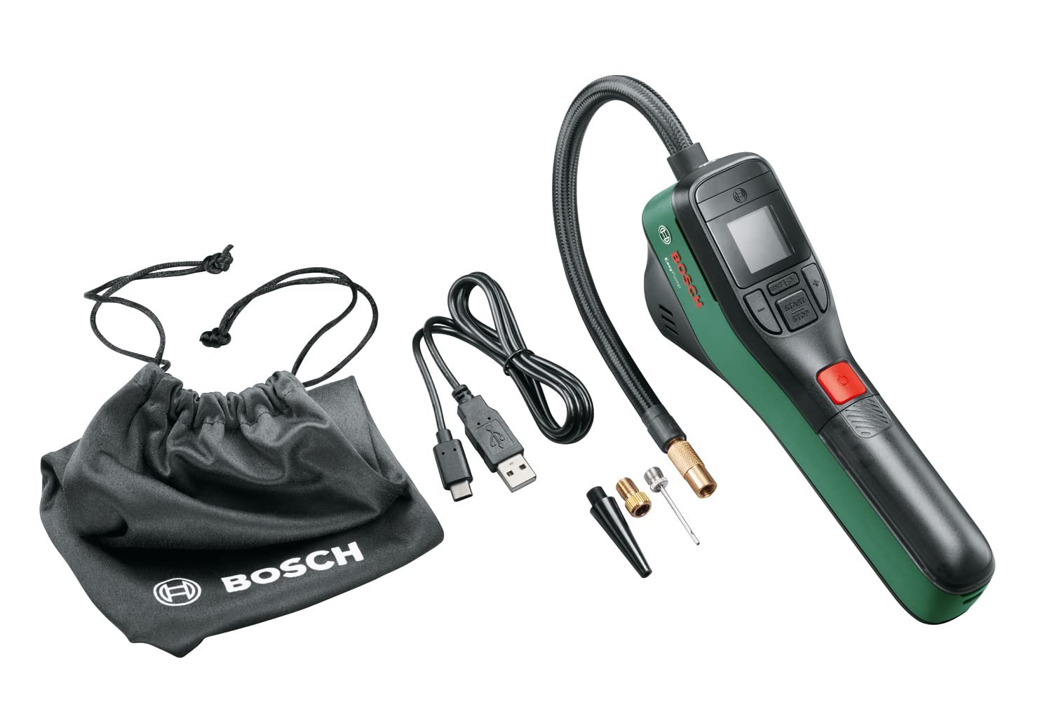 RA: ボッシュ(BOSCH) Bosch コードレス エアポンプ 自転車・ボール 電動 空気入れ 最大圧力 150PSI/10.3bar / 圧力オートストップ(自動停止)機能搭載/米式・仏式・英式バルブ対応/充電式 USB-C/LEDライト付 Eas｜マネラボ