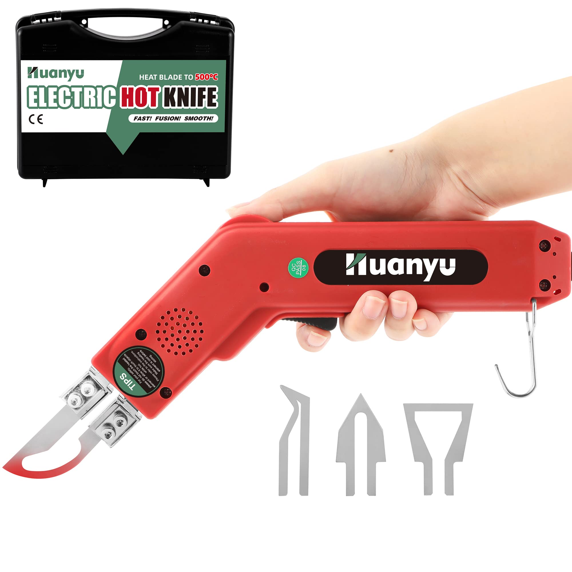 Huanyu ホットスライドカッター 熱っぽい九寸五分 100W 5秒熱する 50-500℃体温合わせる 布/天然ゴム/縄索/可塑性物質/アクリル樹脂 取りすてる用 (全4種金モール付き添い人)
