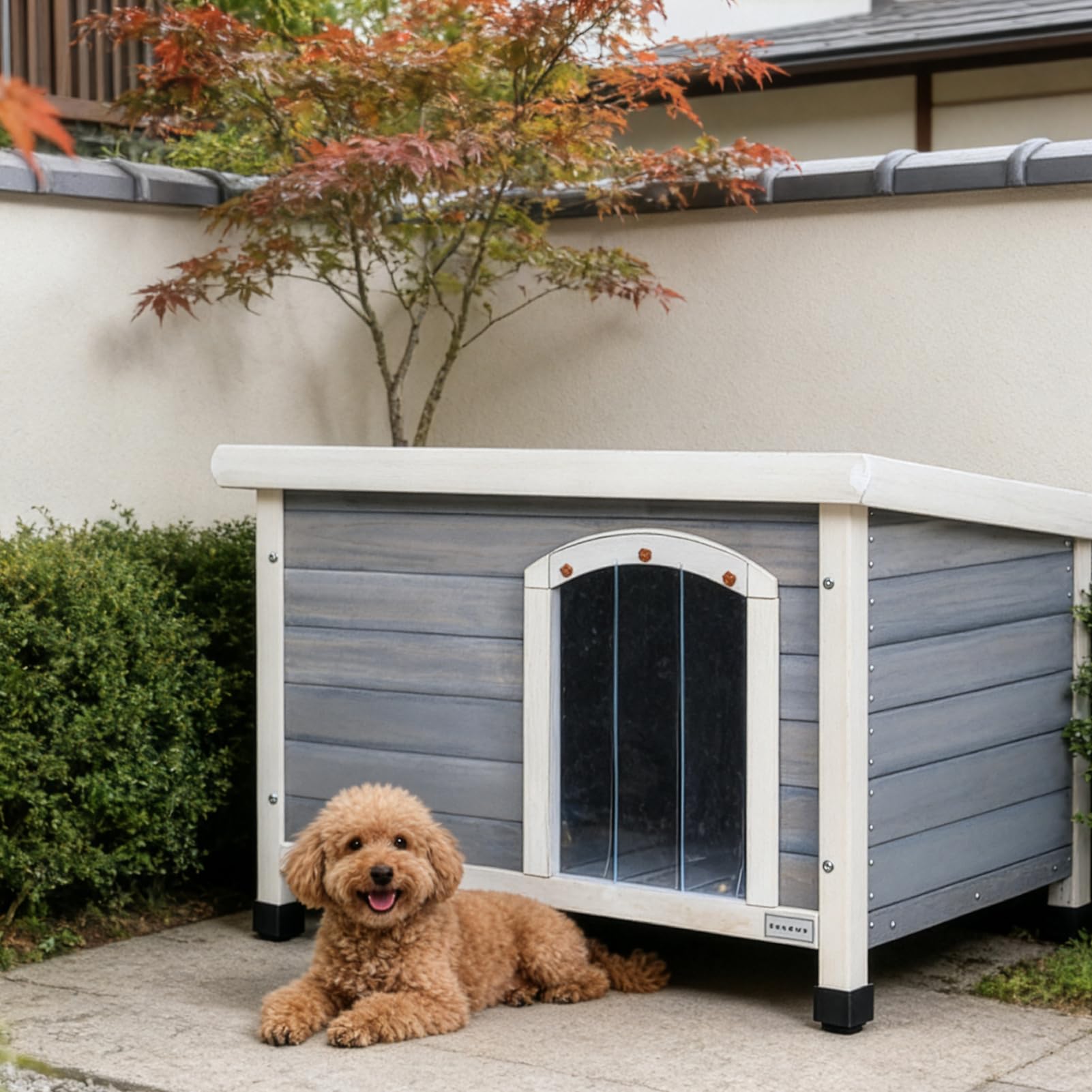 犬掘っ立て小屋 室外用 犬住み家 犬舎 小型犬 木製 アスファルト大屋根 とっ始め開閉 昇降機繰り上げる 底板