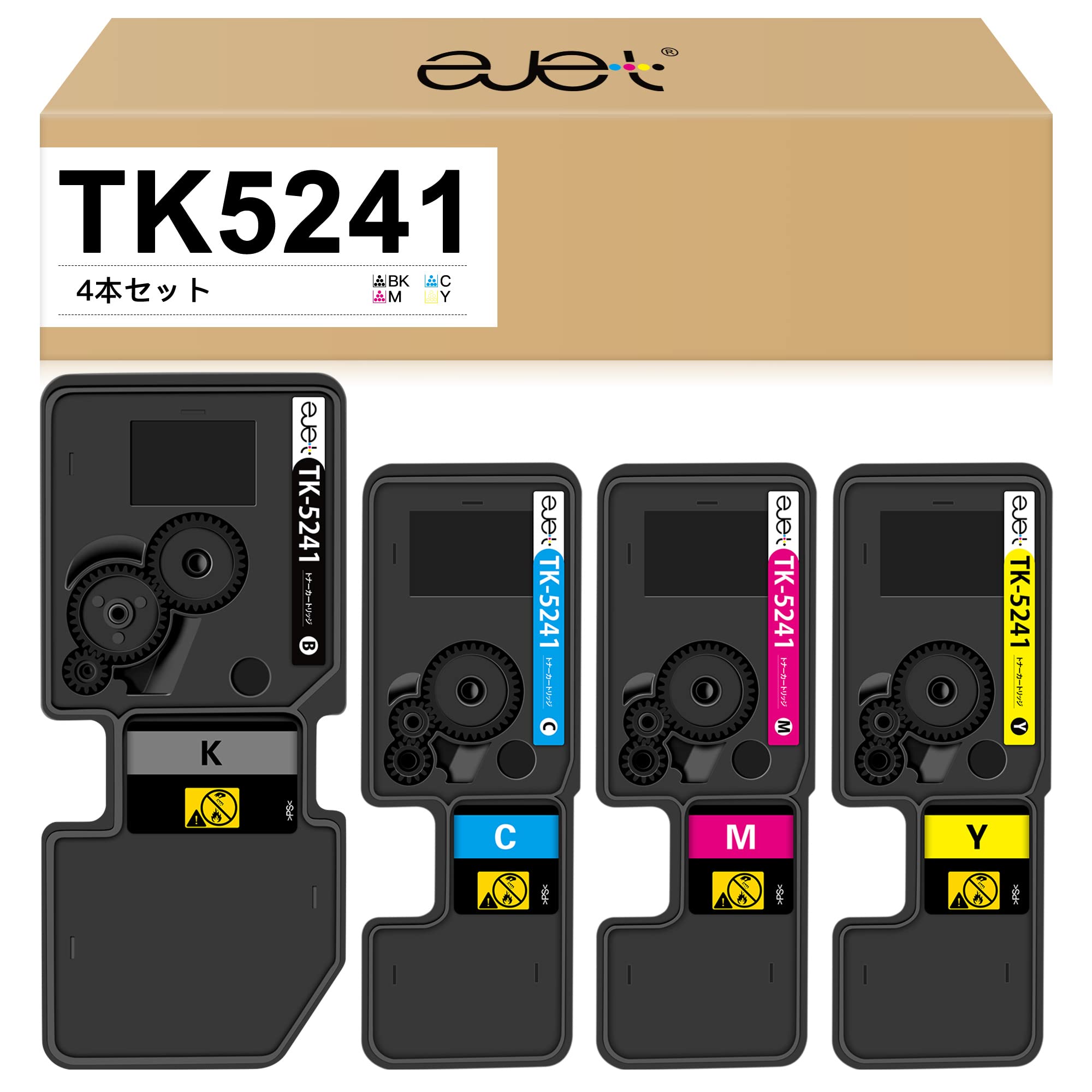 ejet 取り替えっこトナーカートリッジ 京セラ TK5241 4色書き割り 黒いこと 約4000ペイジ 色つや 約3000ペイジ ECOSYS M5526cdw P5026cdw 用 高特性。ejet 取り替えっこトナーカートリッジ 京セラ (Kyocera)用 トナー