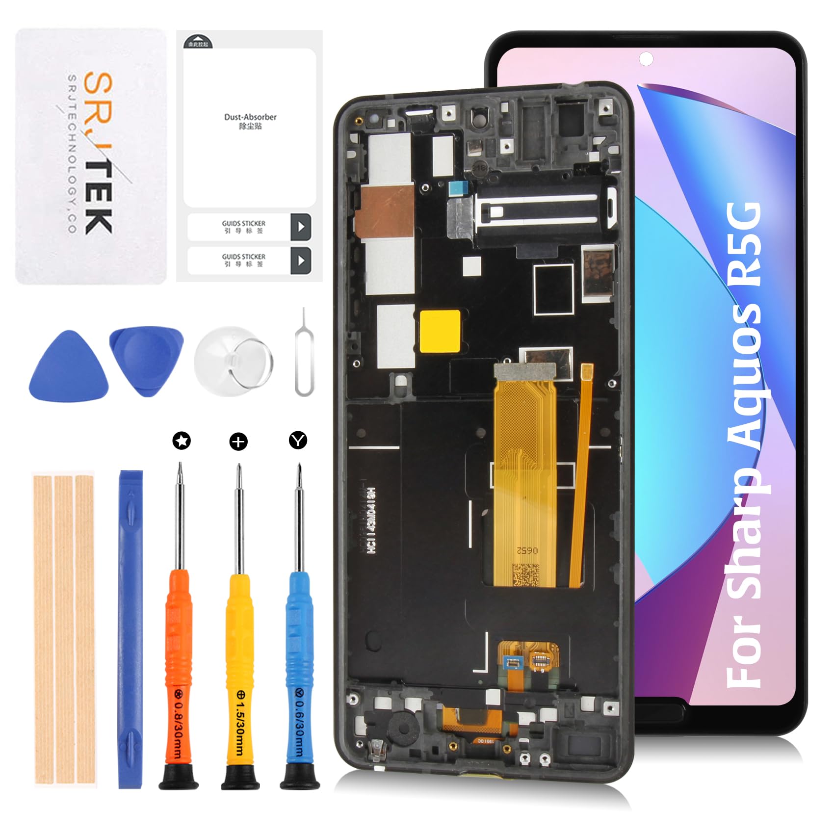 SRJTEK For Sharp Aquos R5G 指紋認証機能搭載 フレーム付き SH-51A SHG01 SH-R50 OEM 液晶パネル シャープ アクオス R5G 画面交換修理用 タッチパネルセット 6.4インチ LCDディスプレイタッチスクリ|マネラボ