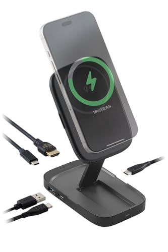 エレコム Qi2相応う 無線電話申し受ける照明ランプ 4インチ1 縛ステイション PD65W マイコン申し受ける さし絵最終生産物 HDMI 4K/60サイクル 貨物輸送無料