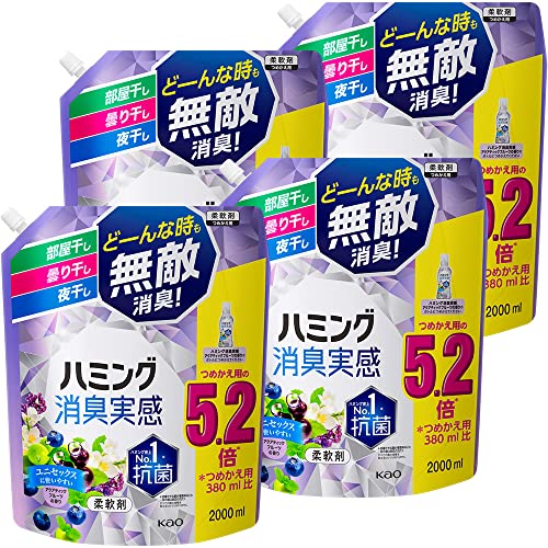 【ケース販売】ハミング消臭実感 柔軟剤 部屋干し/曇り干し/夜干しどーんな時も無敵消臭! アクアティックフルーツの香り つめかえ用200 送料無料