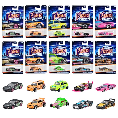 ホットウィール(Hot Wheels) ネオン・スピーダーズ アソート 10台 BOX売りわたす 車駕手あそび ミニカー 3歳から マルチ  貨物輸送無料
