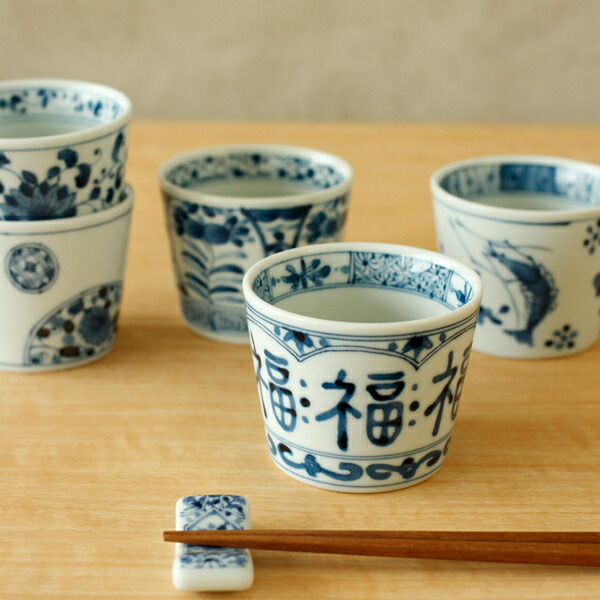 楽天市場】波佐見焼【藍屋】蛸唐草紋 カップ 蕎麦猪口 磁器 はさみ焼