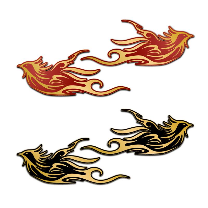 (ゴールド) トライバル風 カスタムステッカー 転写シート付き フリーバード 左右セット 小 12.6cm ヘルメット オートバイ デカール バイクカスタム UVカット・防水加工 鳥 動物 バード 鳳凰 火の鳥 かっこいい シンプル おしゃれ 汎用 アニマルグッズ ワンポイント 金画像