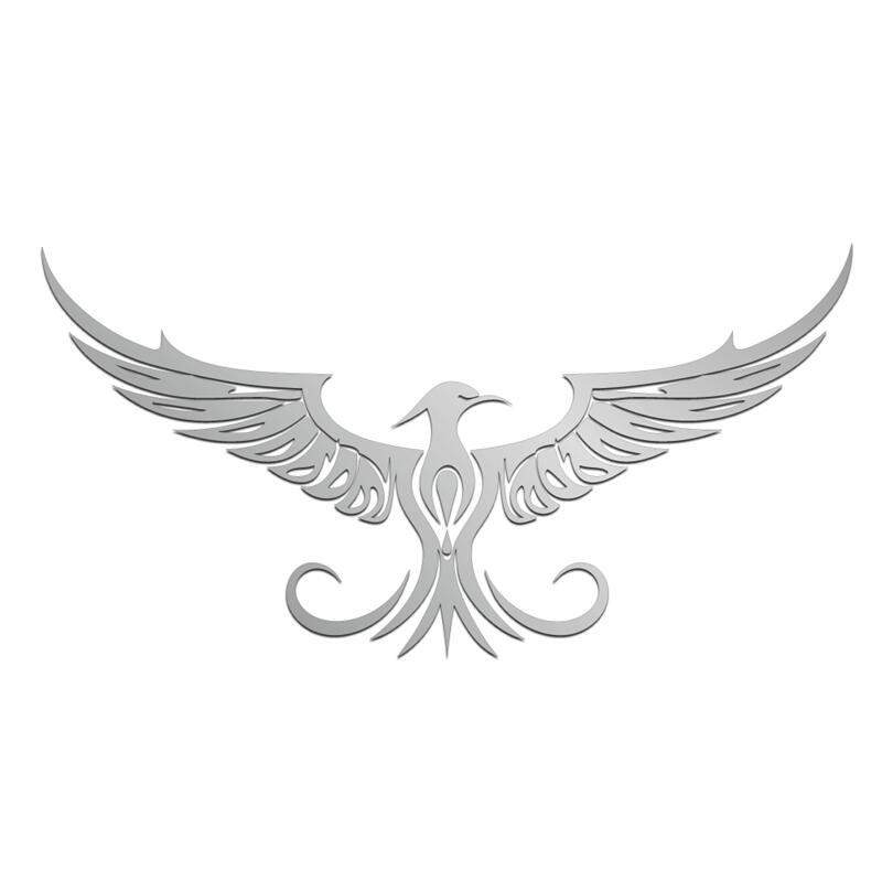 (シルバー) トライバルバードステッカー 23.5cm 転写シート付 ape50 ape100 tw200 tw225 ftr225 カウル 動物 かっこいい おしゃれ シンプル スタイリッシュ 鳥 不死鳥 火の鳥 シール デカール バイク 簡単 ドレスアップ メタリック 飾り カスタム カッティング画像