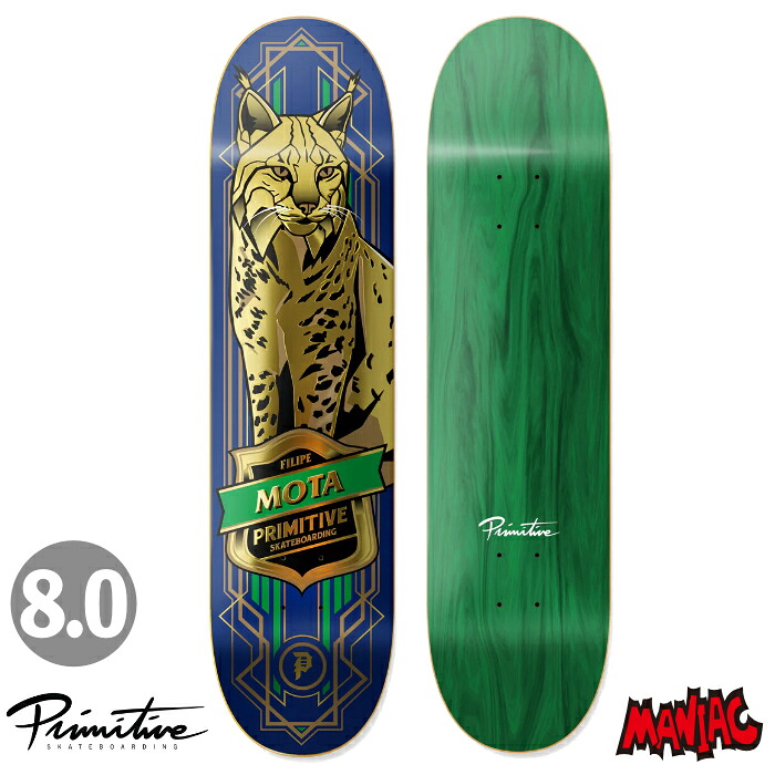 【日祝も発送】スケボー デッキ スケートボード PRIMITIVE プリミティブ MOTA PRO LYNX I I DECK 8.0 ８.０インチ SK8 SKATEBOARD 板 ストリート トリック 大人用｜マニアック 波乗り＆スケボーSHOP