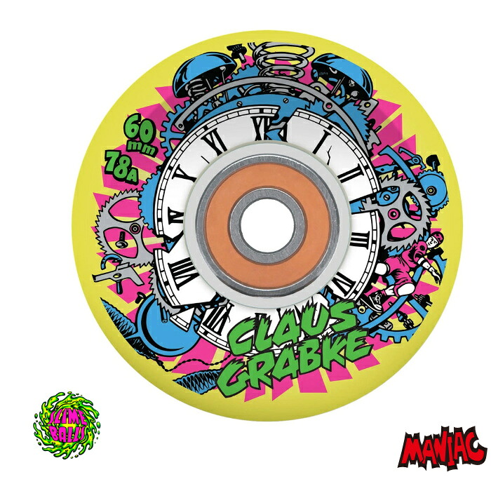 【日祝も発送】SLIME BALLS スライムボールズ 60mm 60mm CLAUS GRABKE LIGHT UPS OG SLIME 78A ソフトウィール 4個セット クラウス・グラブキ ベアリング付き LED クルーザー