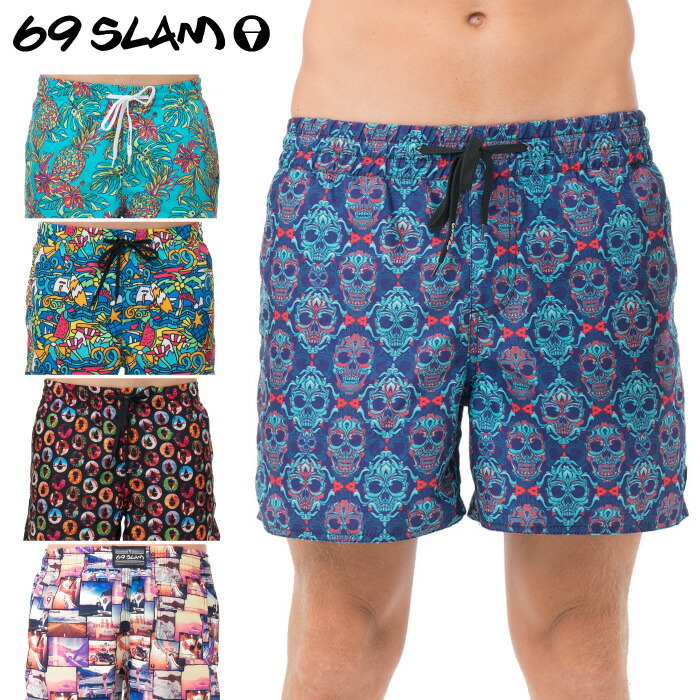 69slam 石巌ゲットー メンズ 委員会ショーツ Elastic Waist Board Short サーフハーパン サーフトレイツ 水泳着 海パン ショート下穿き 膝上 総柄 Gullane Com Br