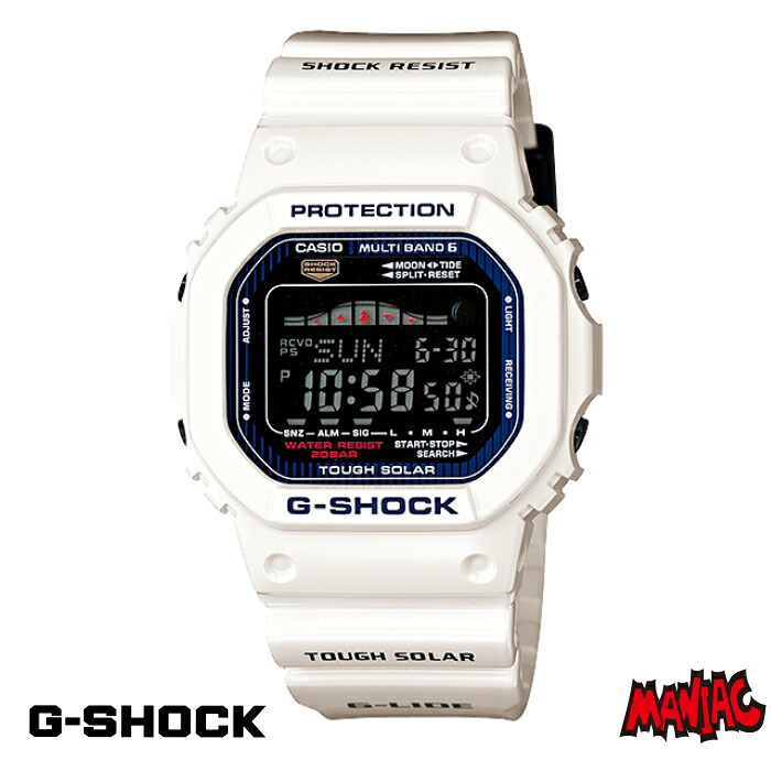 【日祝も発送】Gショック ジーショック 電波 ソーラー 5600 メンズ G-SHOCK 腕時計 GWX-5600C-7JF G-LIDE GLIDE Gライド ホワイト デジタル時計 GSHOCK サーフィン CASIO カシオ 男性用